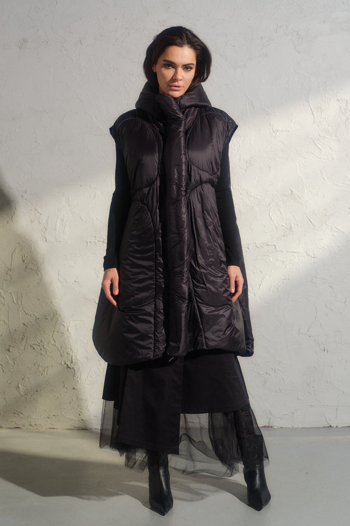 Oversized black autumn/winter maxi puffer gilet