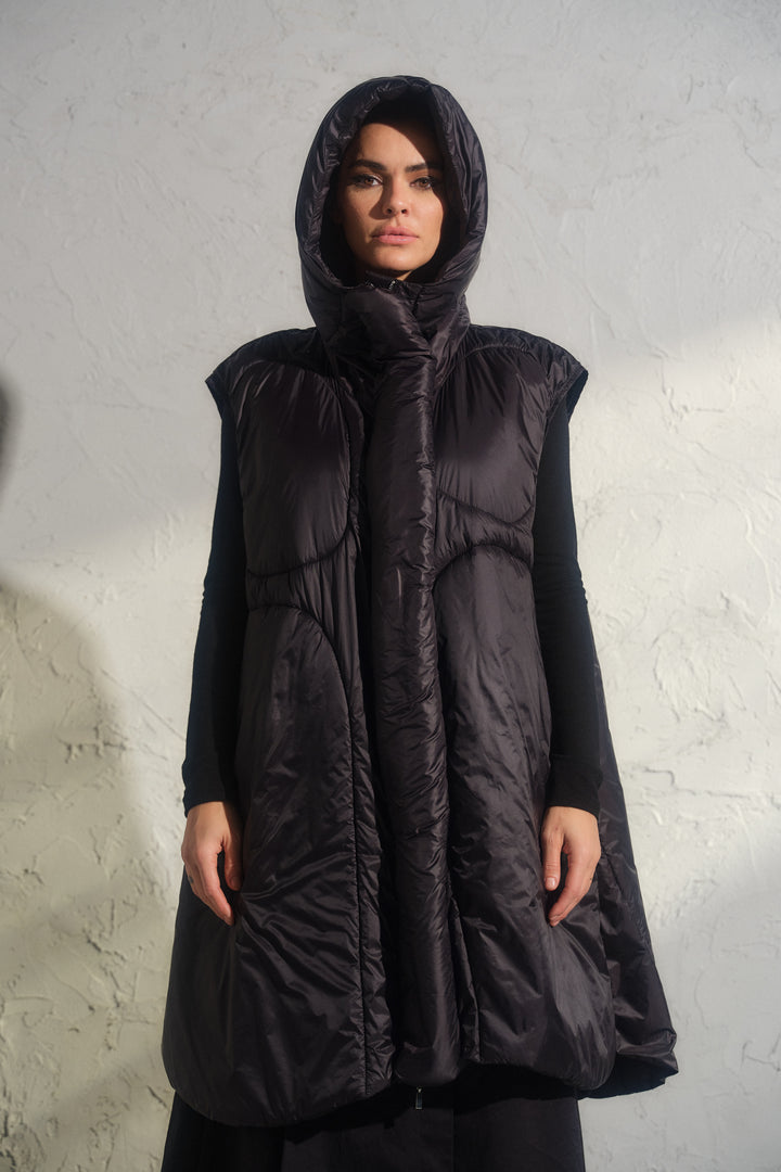 Oversized black autumn/winter maxi puffer gilet