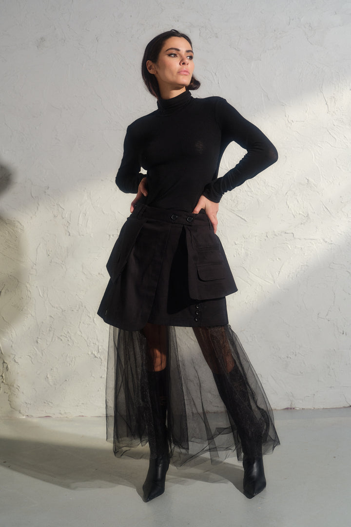 Black Mock Neck Blouse – Extra Soft Fine Knit