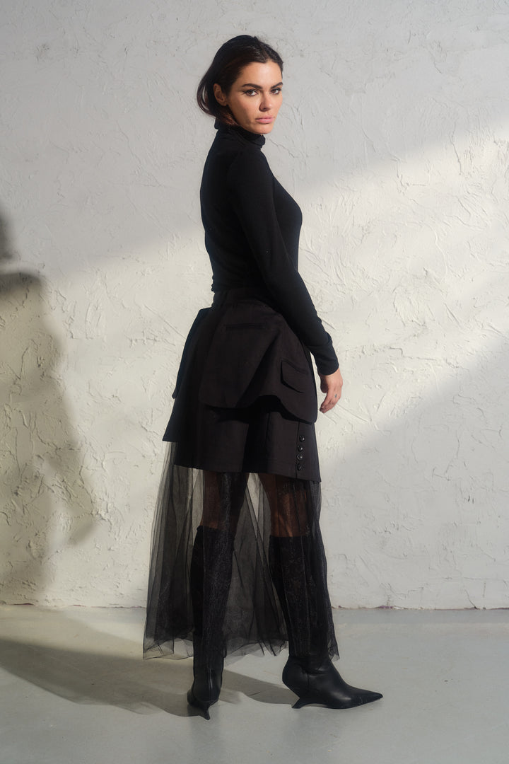 Black Mock Neck Blouse – Extra Soft Fine Knit