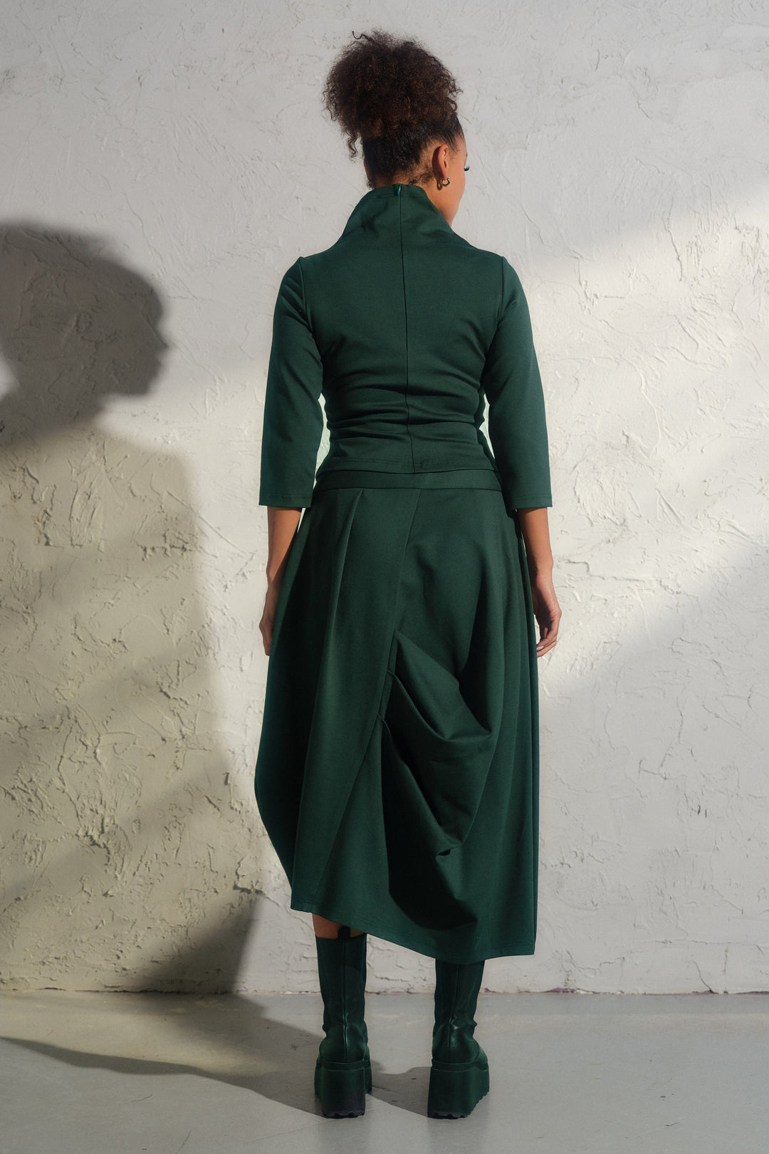 Avant garde viscose top in emerald green color