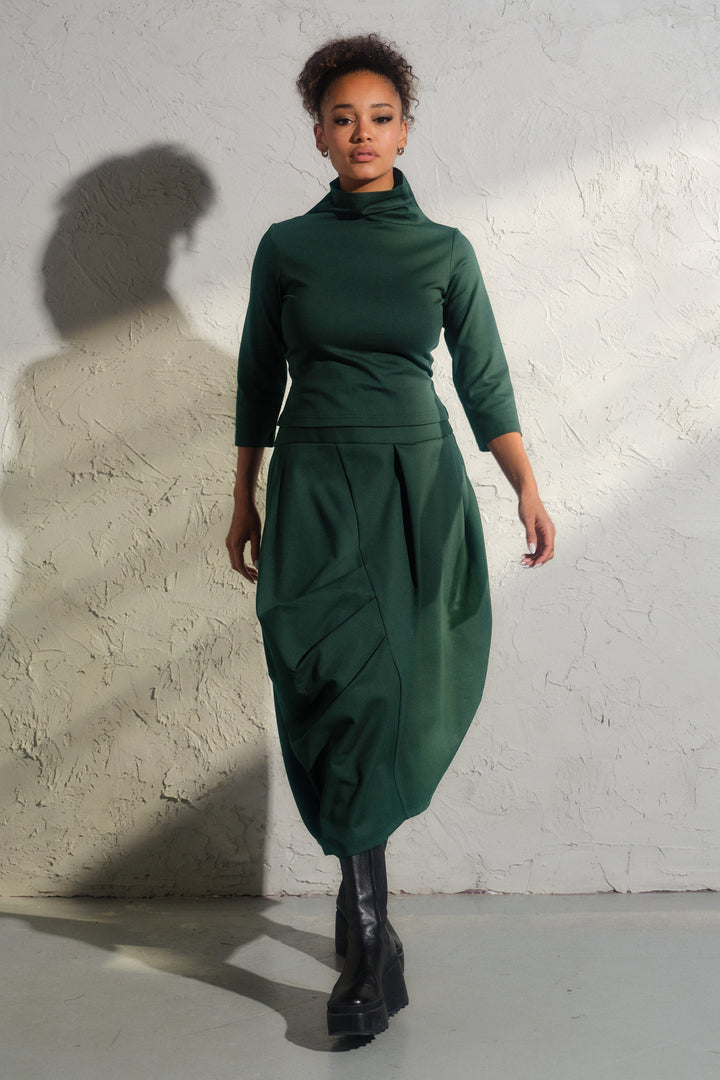 Avant garde viscose top in emerald green color