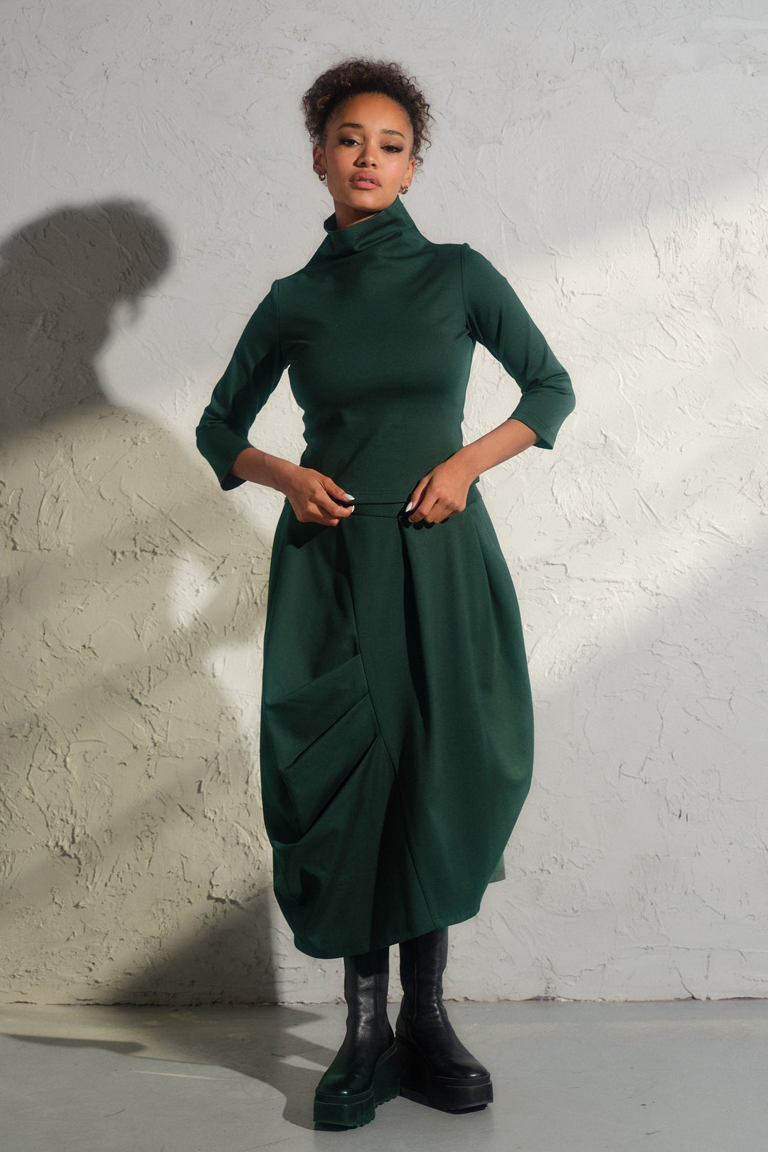 Avant garde viscose top in emerald green color