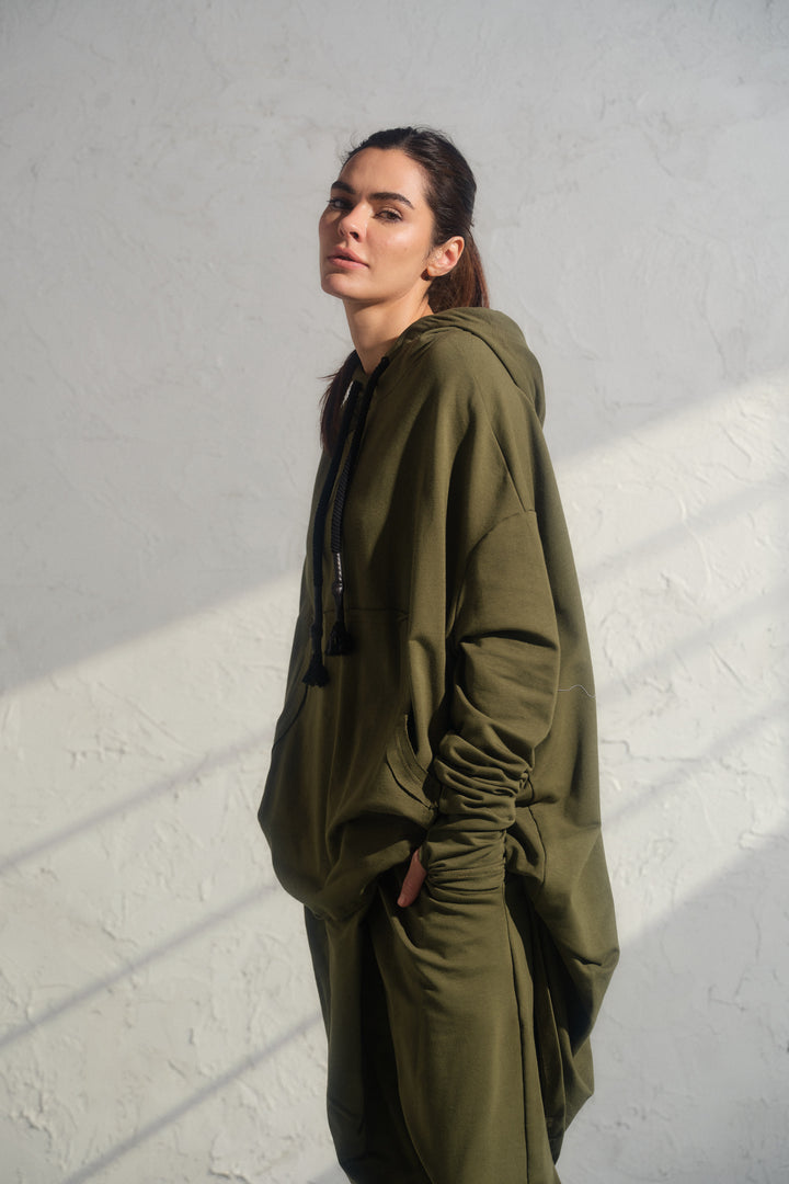 Asymmetrical Oversized Cotton Hoodie