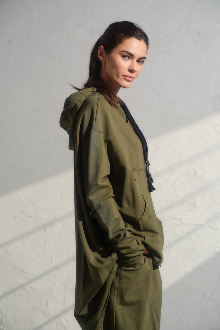 Asymmetrical Oversized Cotton Hoodie