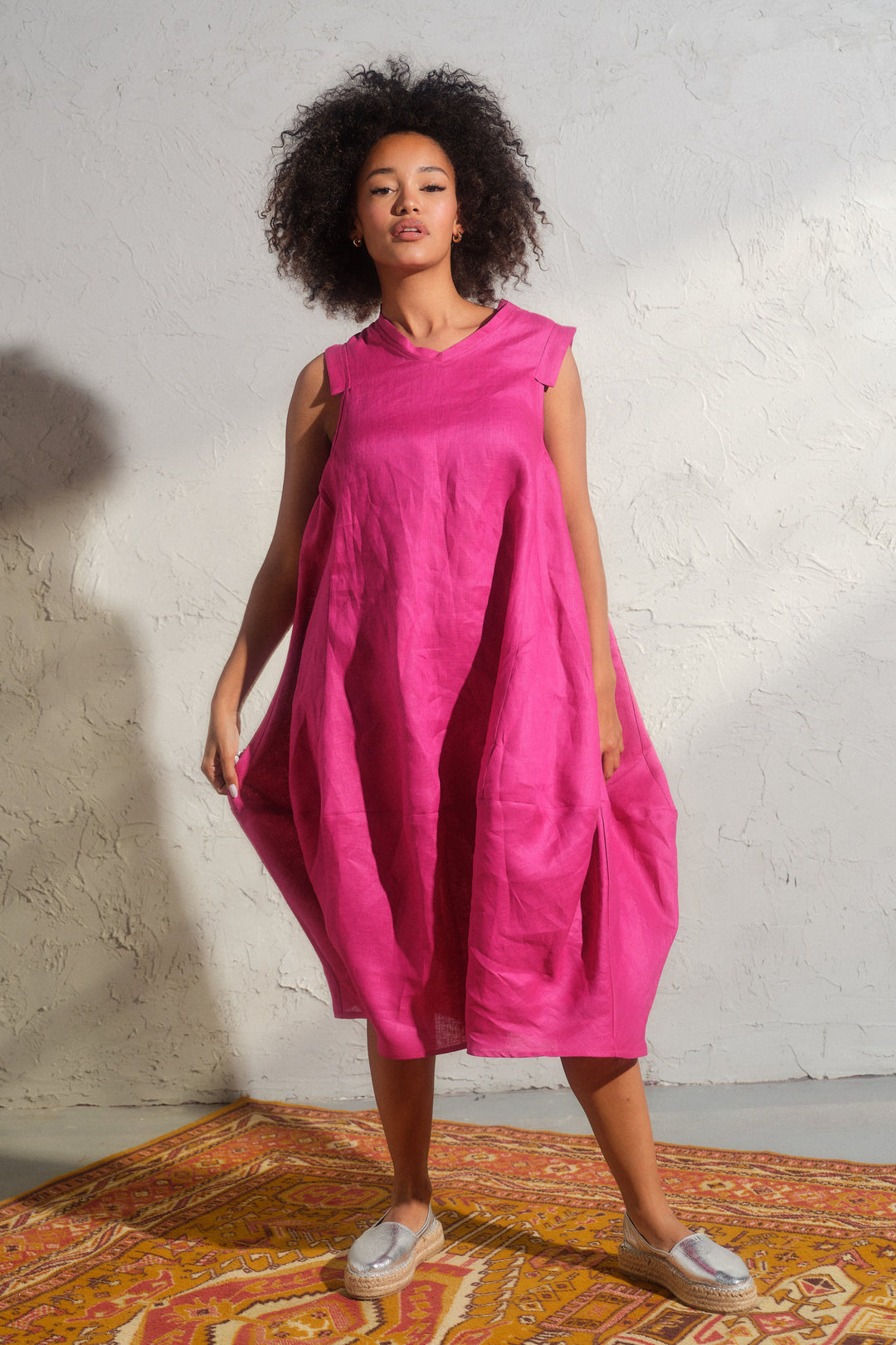 Shop Our Graceful Italian Linen Balloon Midi Dress | Versatile & Eco-Friendly XS / Ash Rose Shop Our Graceful Italian Linen Balloon Midi Dress | Versatile & Eco-Friendly XS / Ash Rose