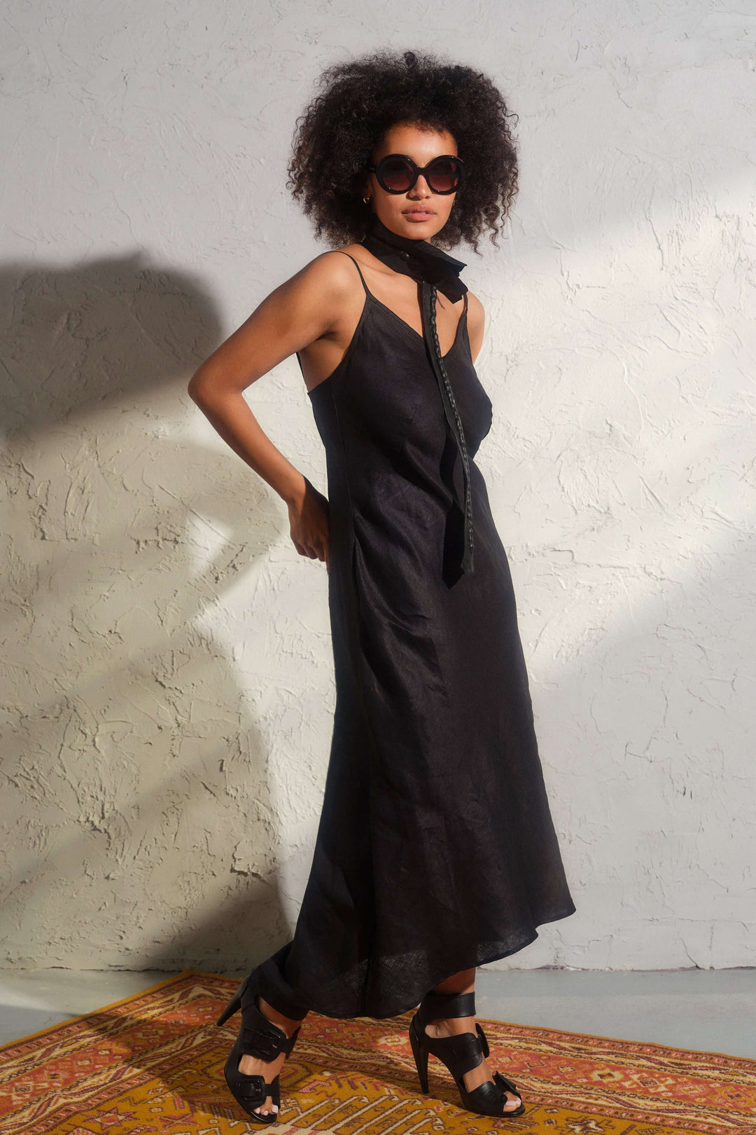 Summer linen midi slip dress 6XL / Red Summer linen midi slip dress 6XL / Red