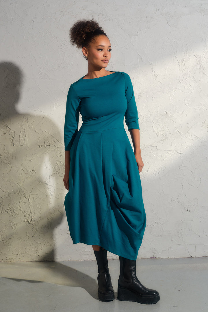 Long winter asymmetrical avant garde dress