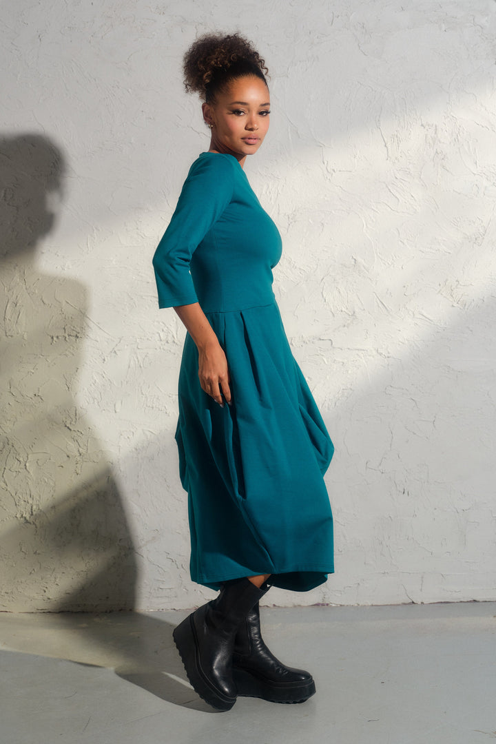 Long winter asymmetrical avant garde dress