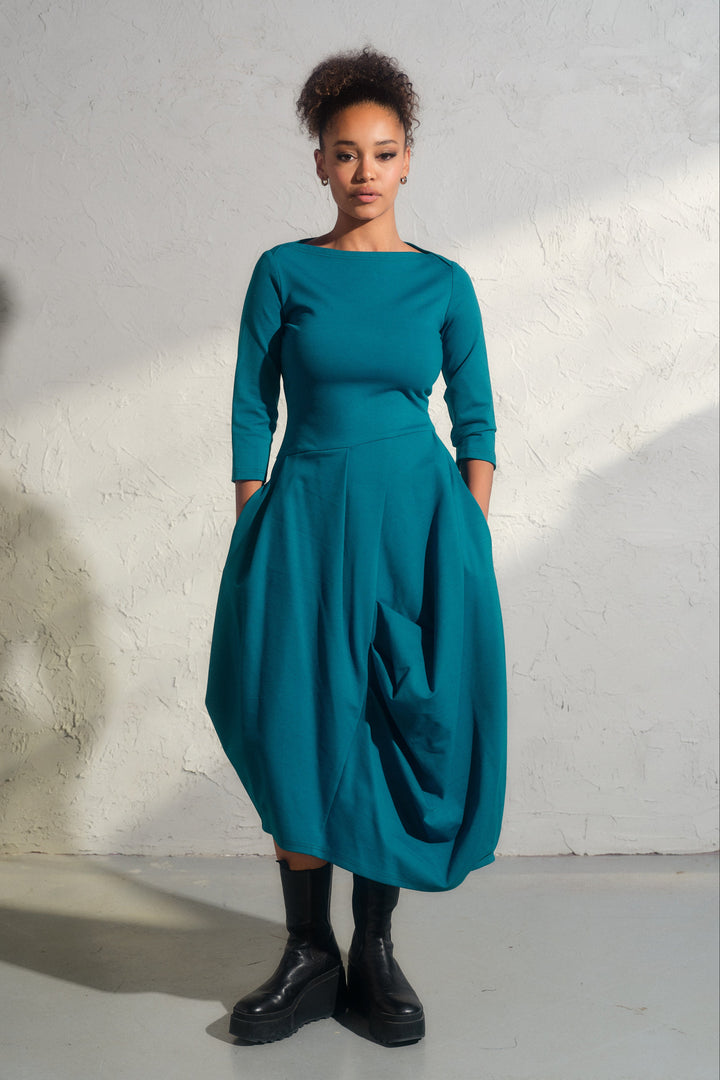 Long winter asymmetrical avant garde dress