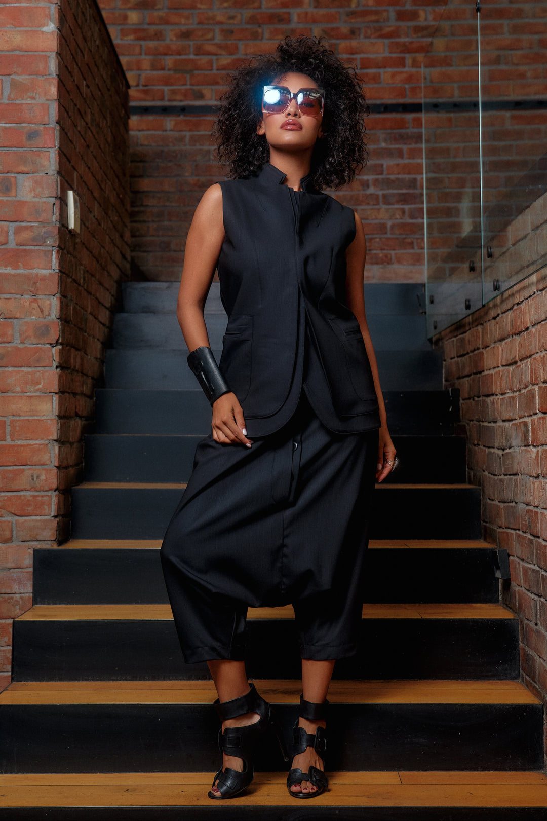 Double lapel merino wool blazer vest