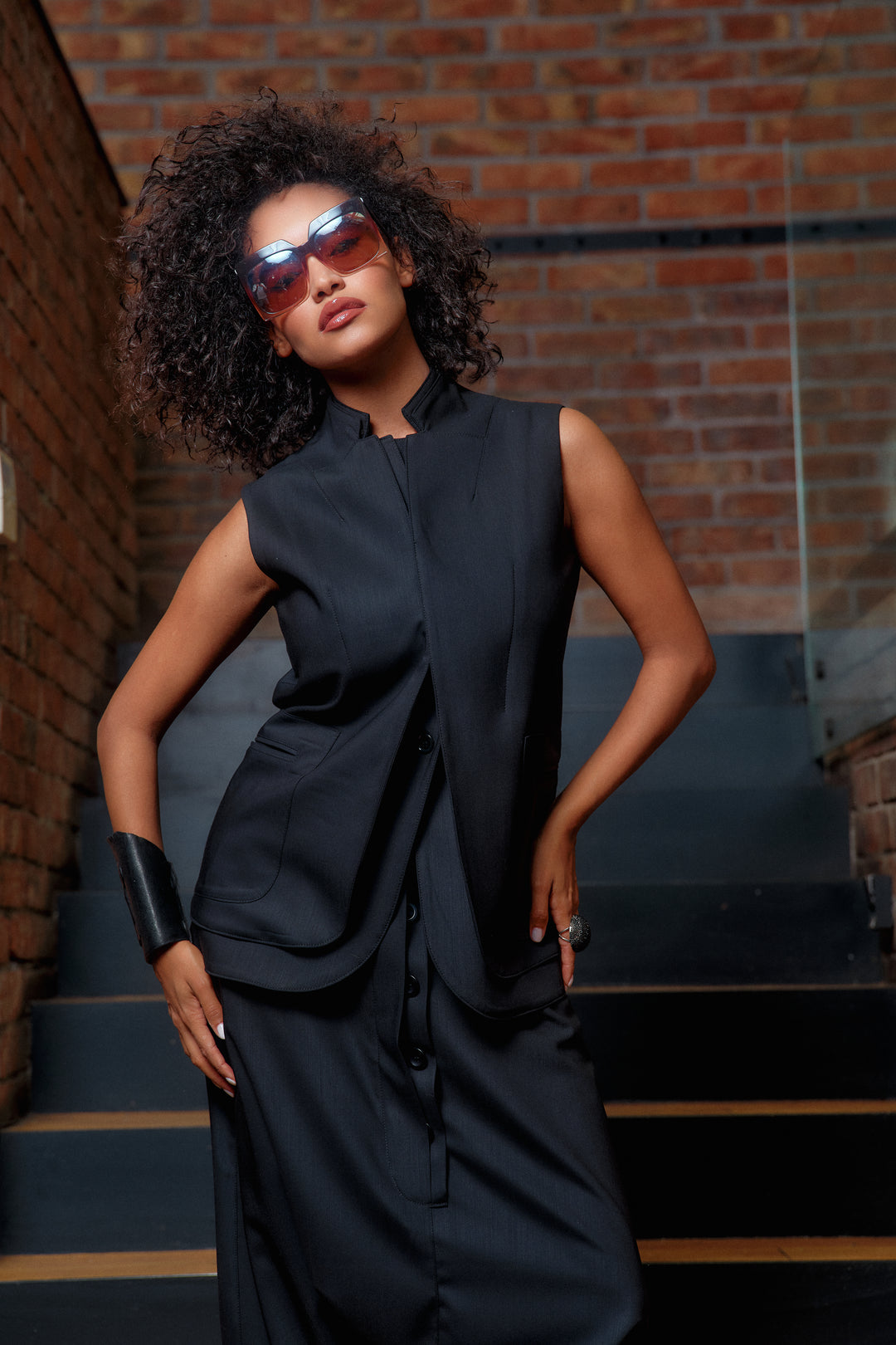 Double lapel merino wool blazer vest