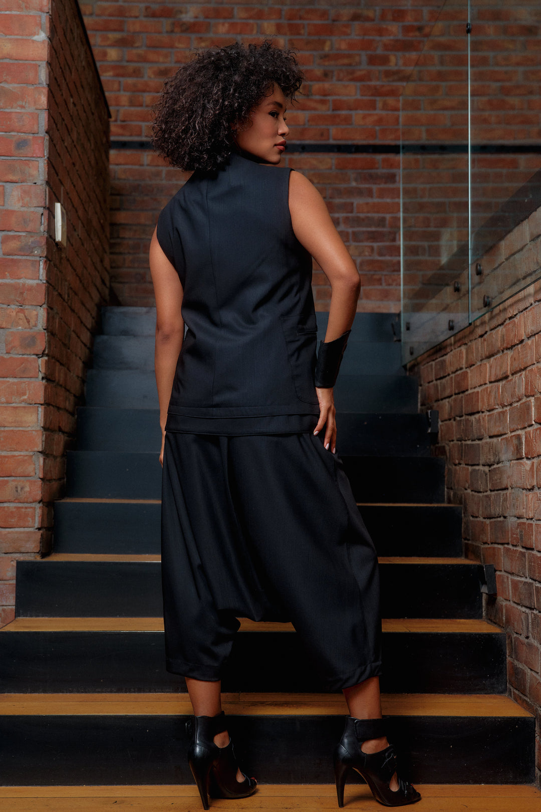 Double lapel merino wool blazer vest