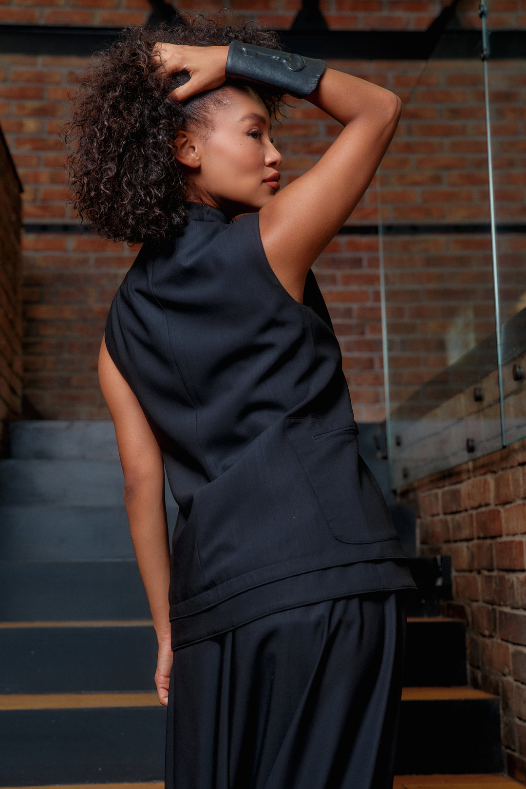 Double lapel merino wool blazer vest