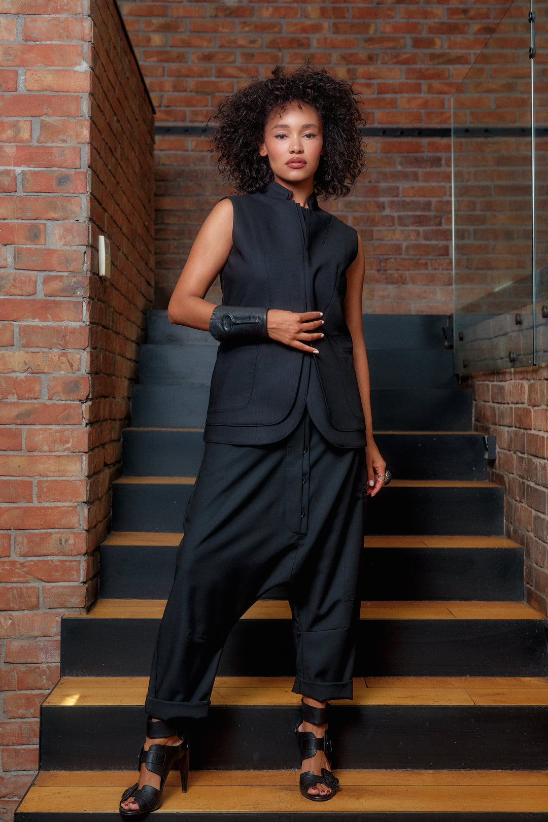 Double lapel merino wool blazer vest