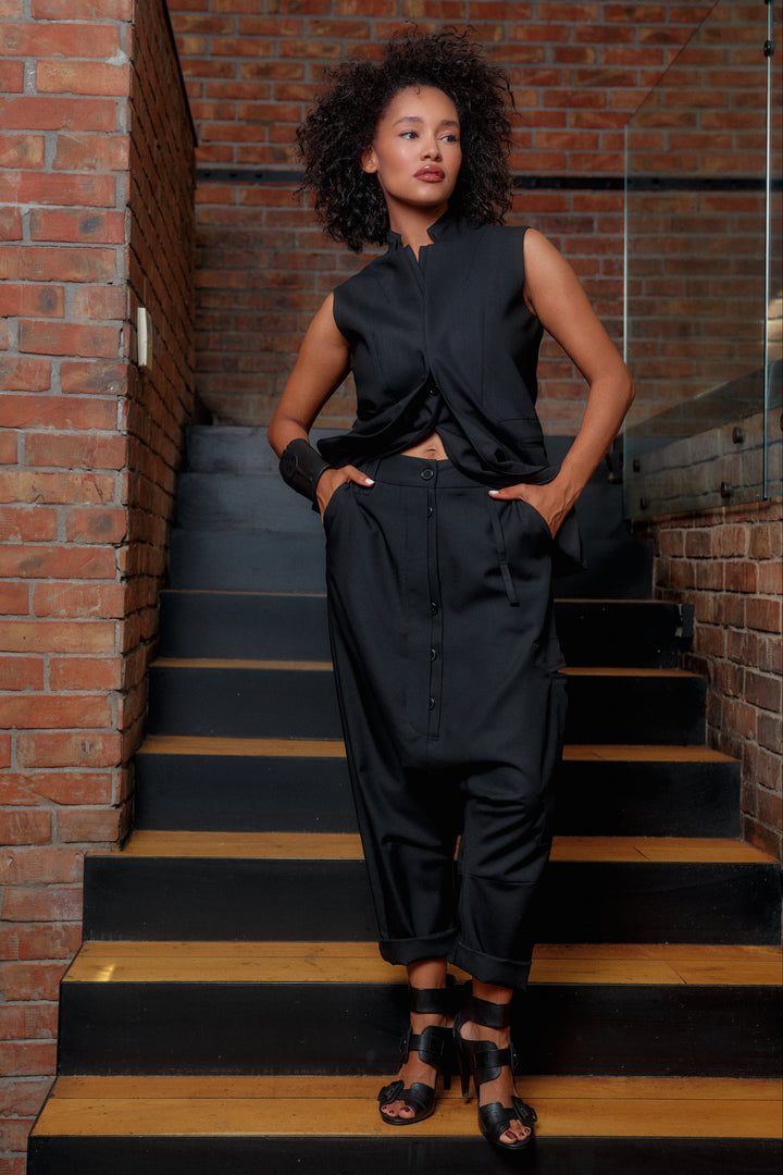 Avant garde merino wool baggy pants