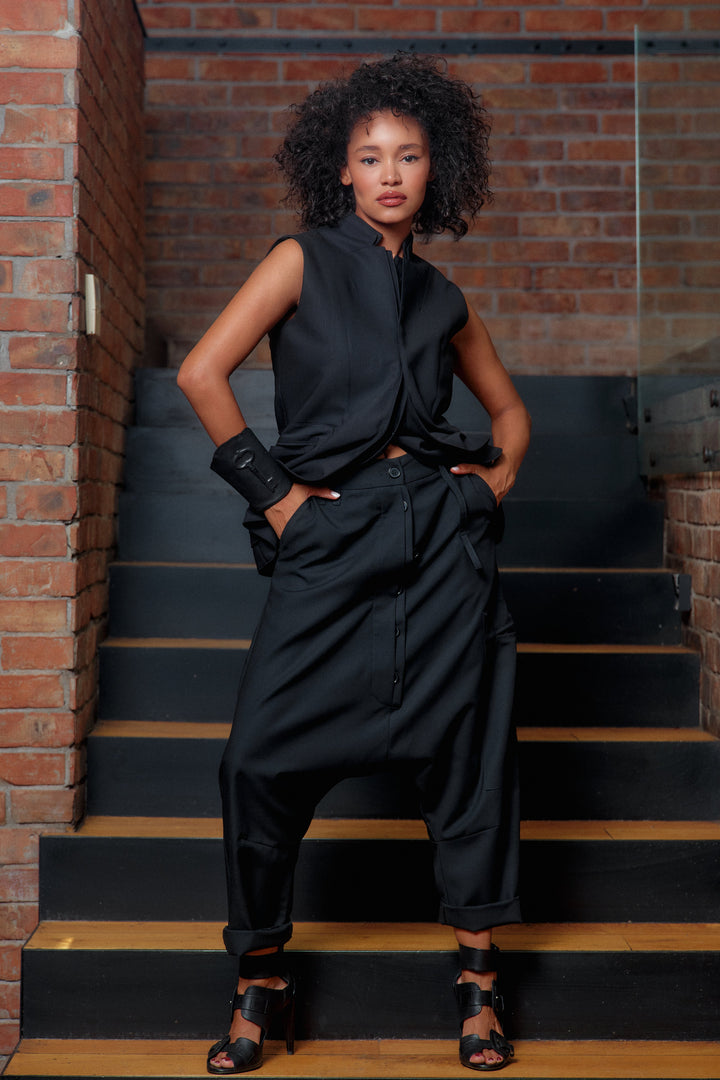 Avant garde merino wool baggy pants