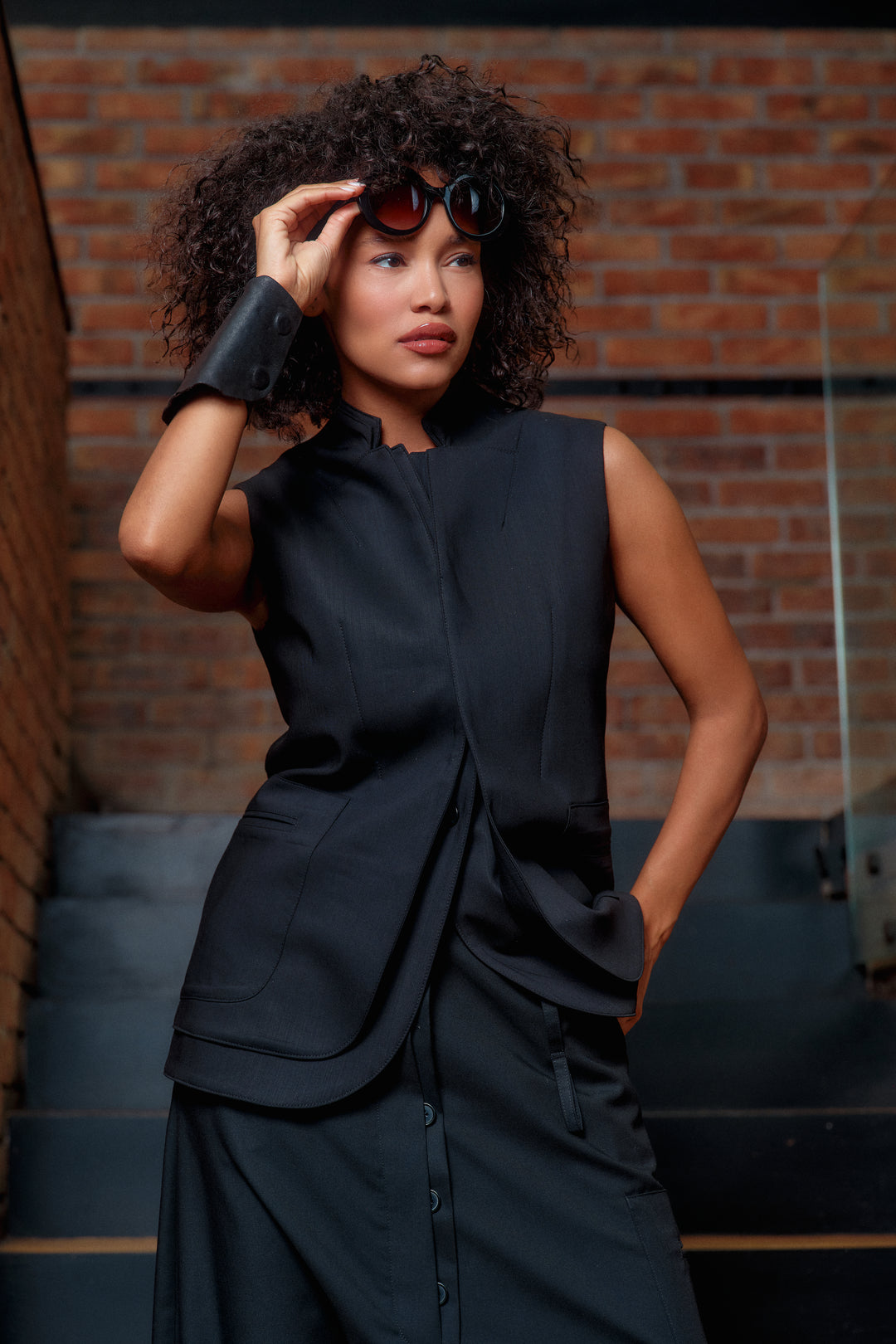 Double lapel merino wool blazer vest