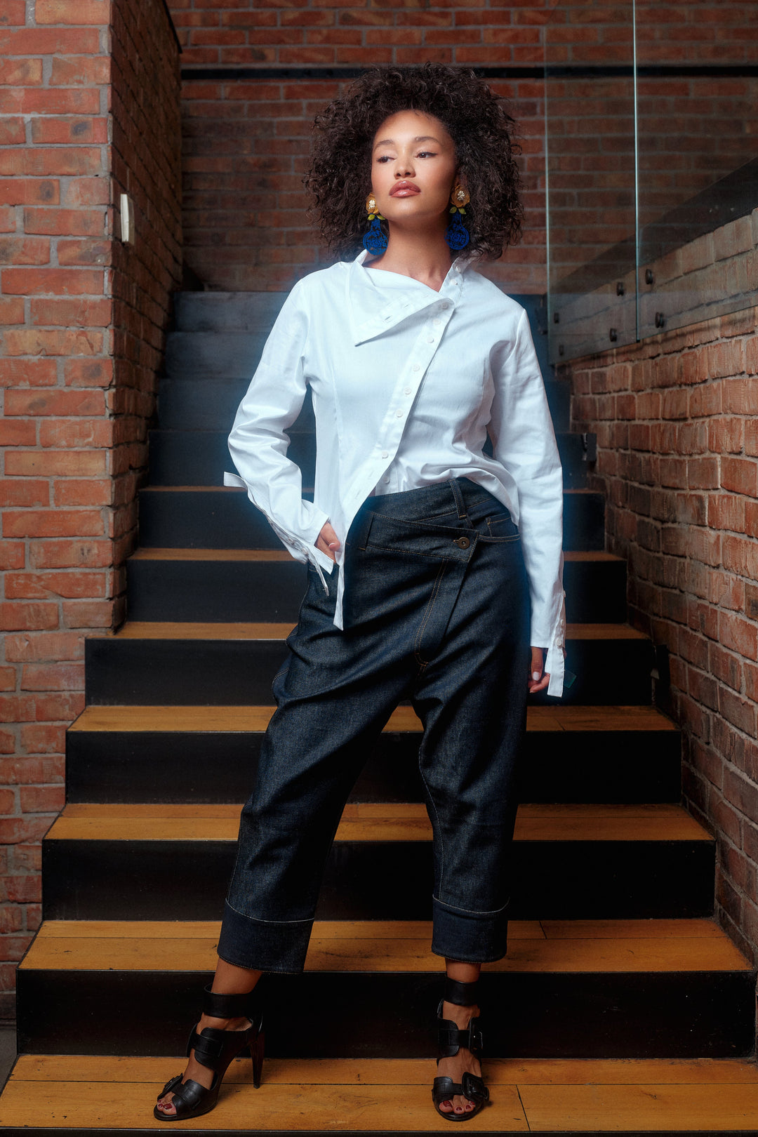 Asymmetrical denim pants