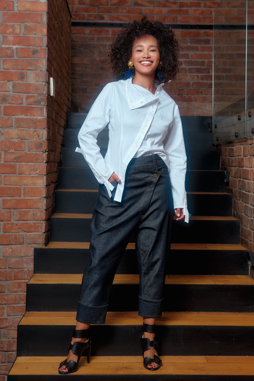 Asymmetrical denim pants