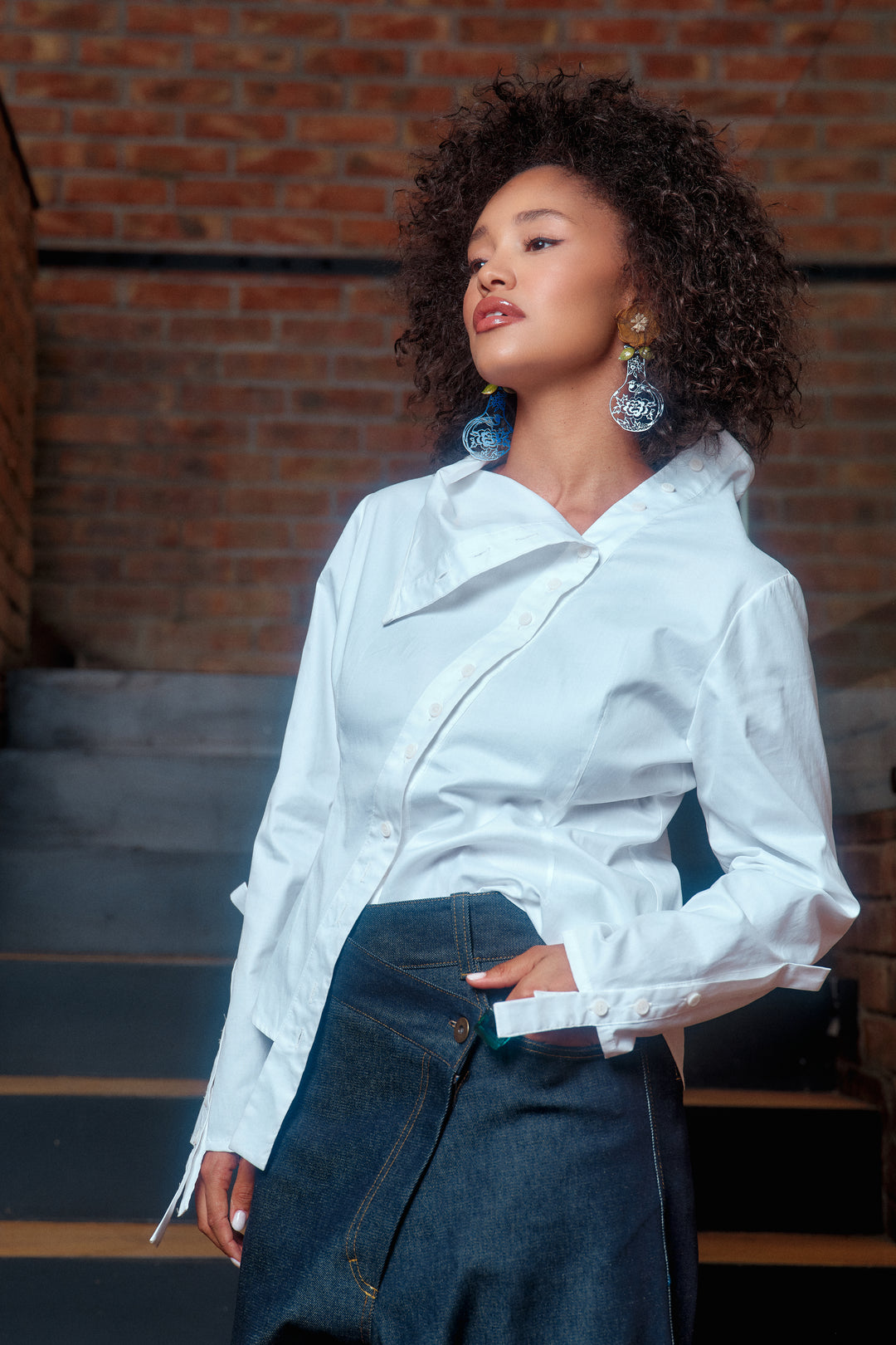 Asymmetrical denim pants