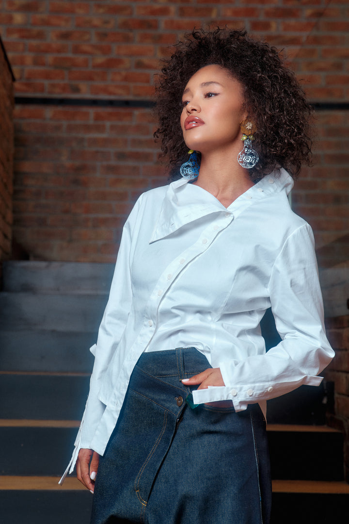 Asymmetrical denim pants