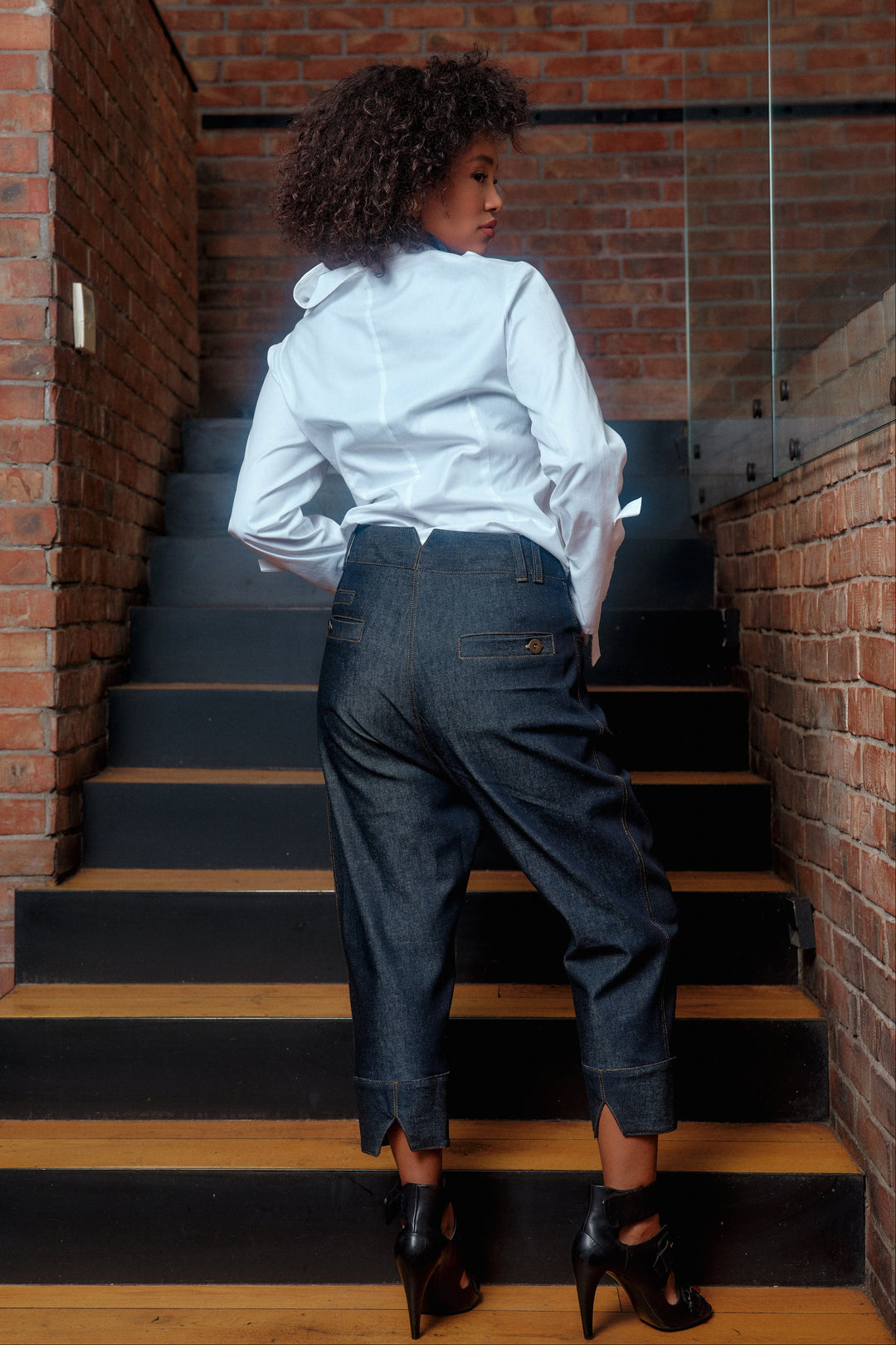 Asymmetrical denim pants