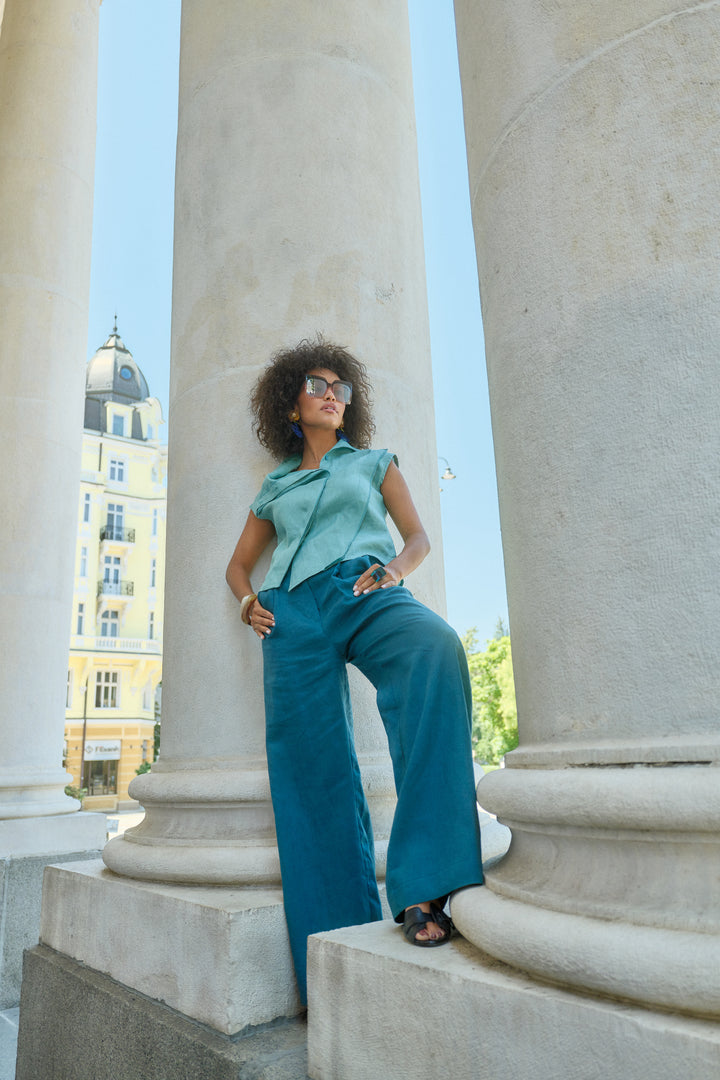 Wide Leg Linen Palazzo Pants