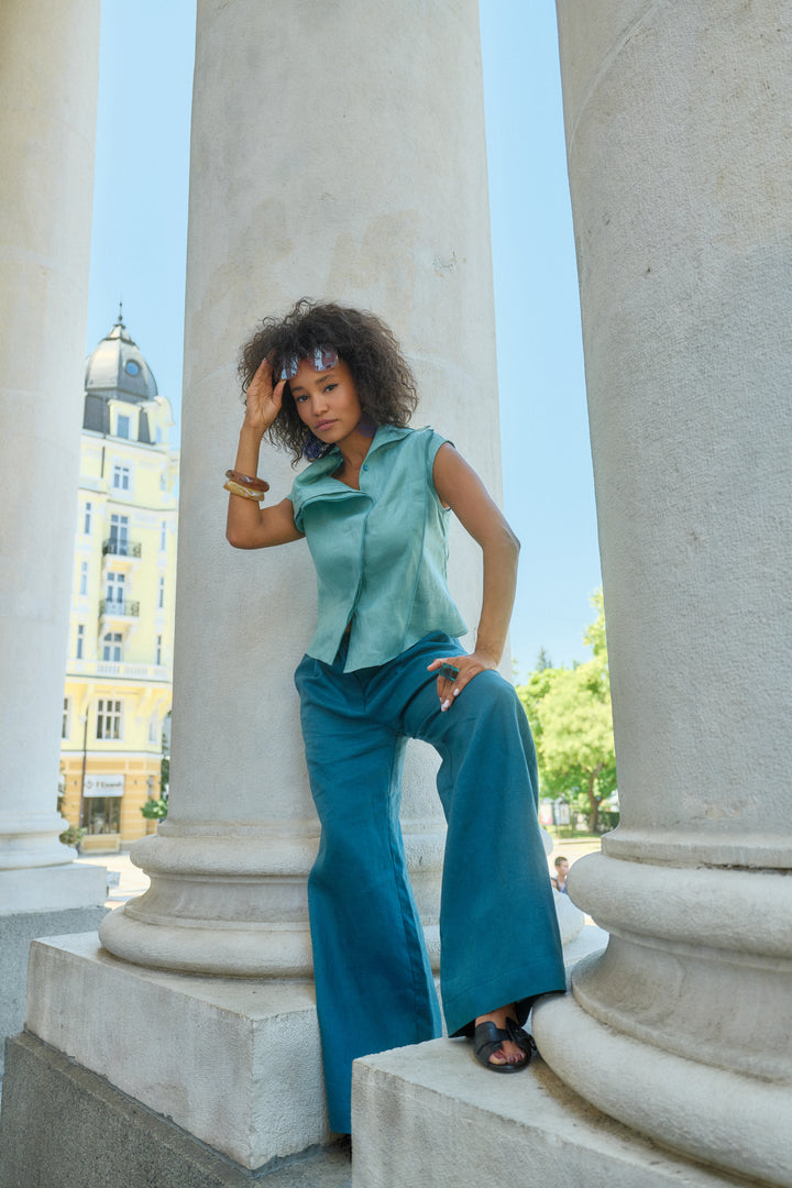 Wide Leg Linen Palazzo Pants