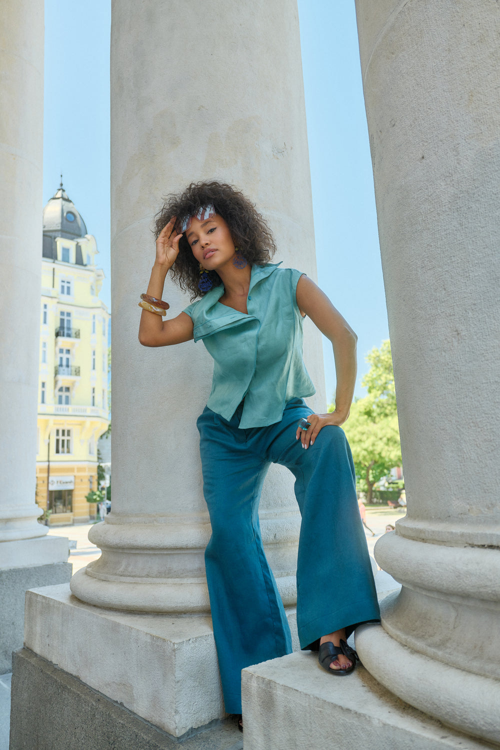 Wide Leg Linen Palazzo Pants