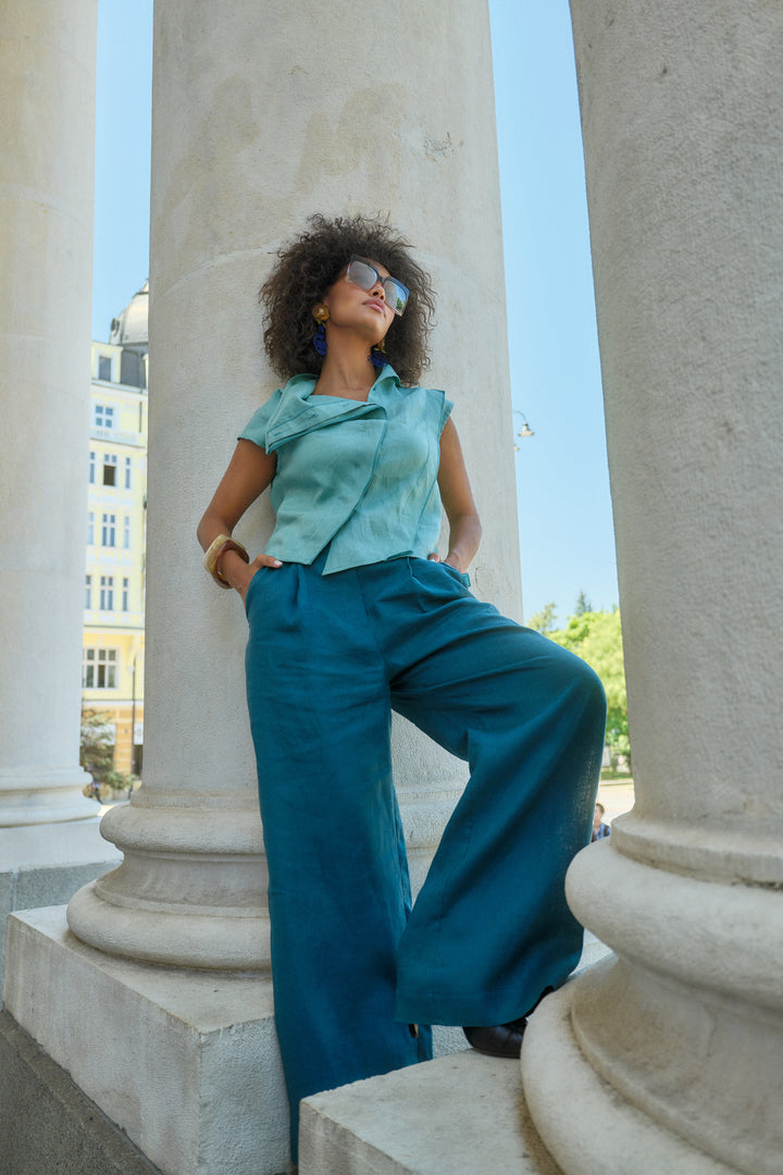 Wide Leg Linen Palazzo Pants
