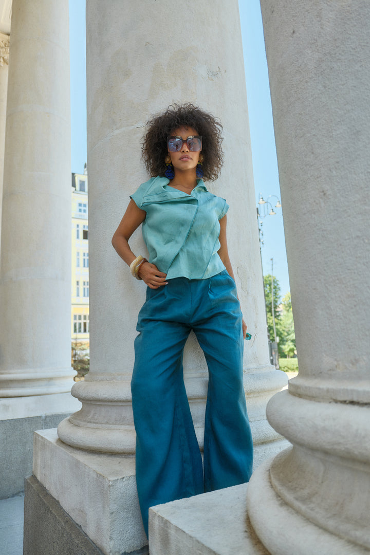 Wide Leg Linen Palazzo Pants
