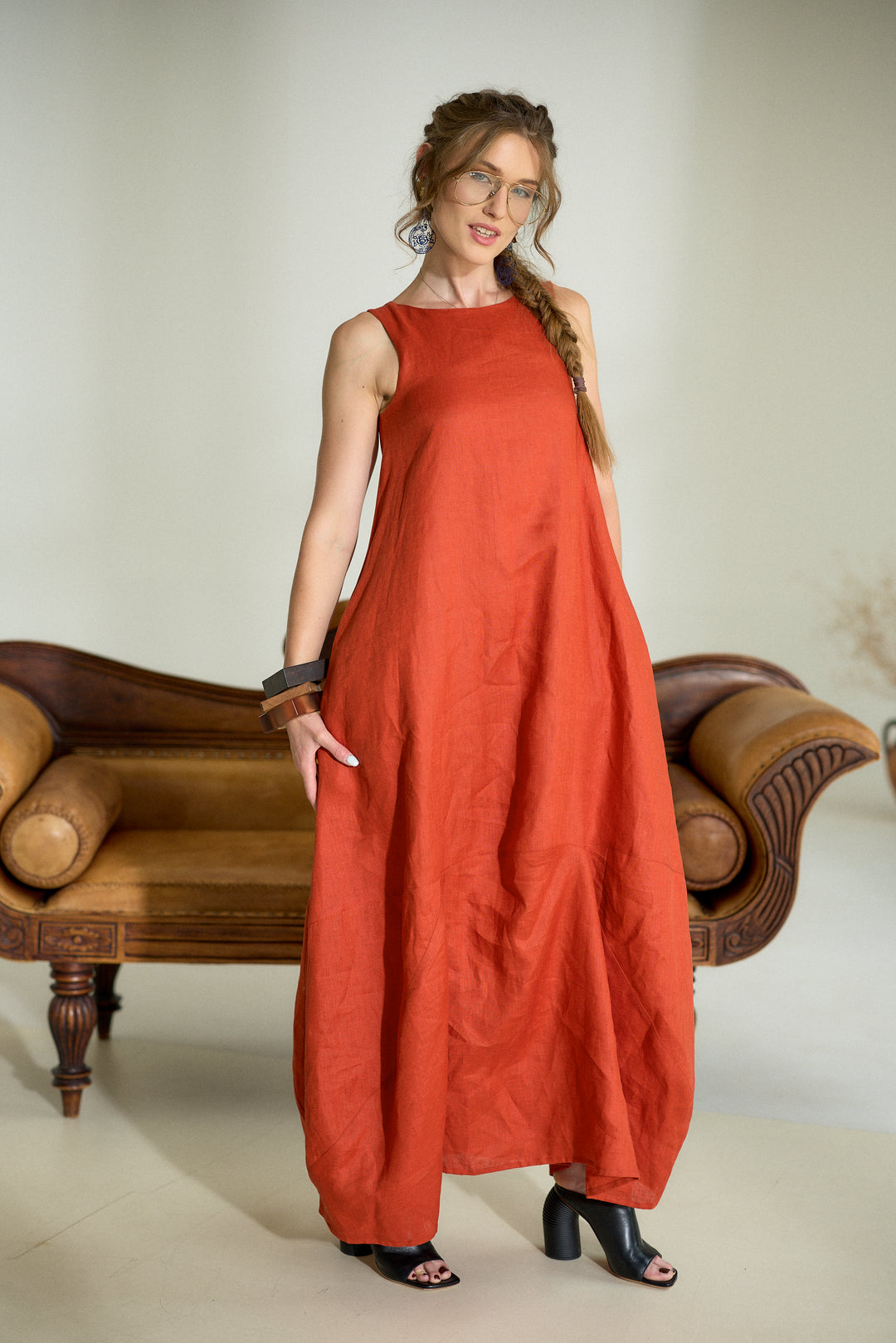 Maxi Linen Cocoon Dress