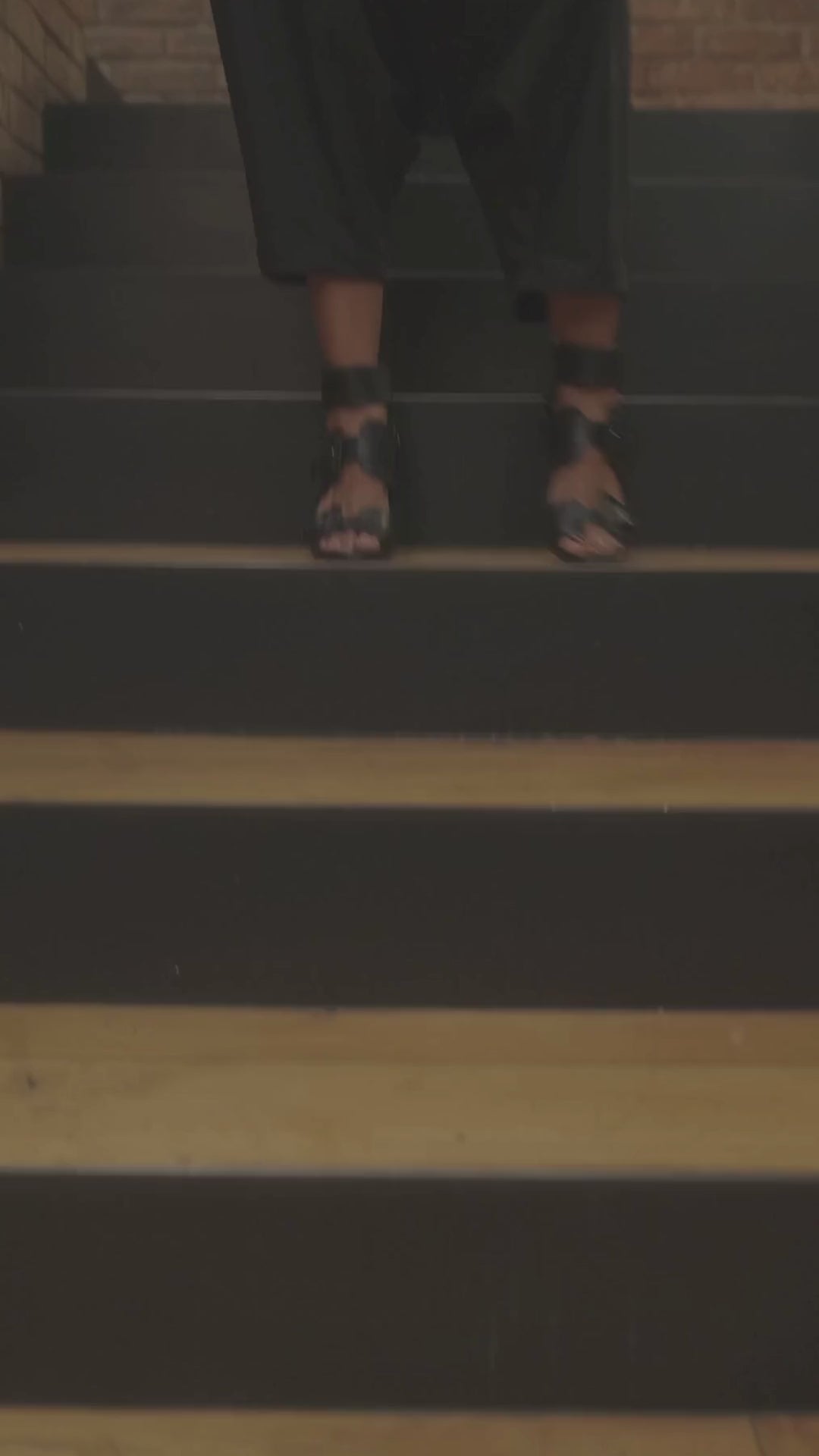 Black merino wool drop crotch pants