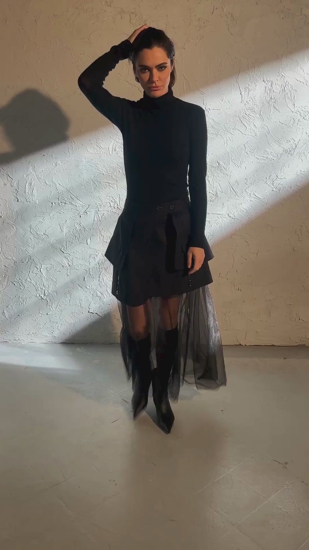 Black Mock Neck Blouse – Extra Soft Fine Knit