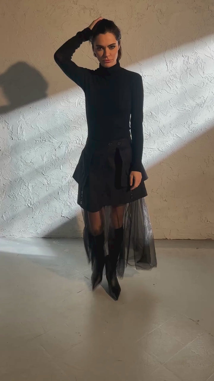 Black Mock Neck Blouse – Extra Soft Fine Knit