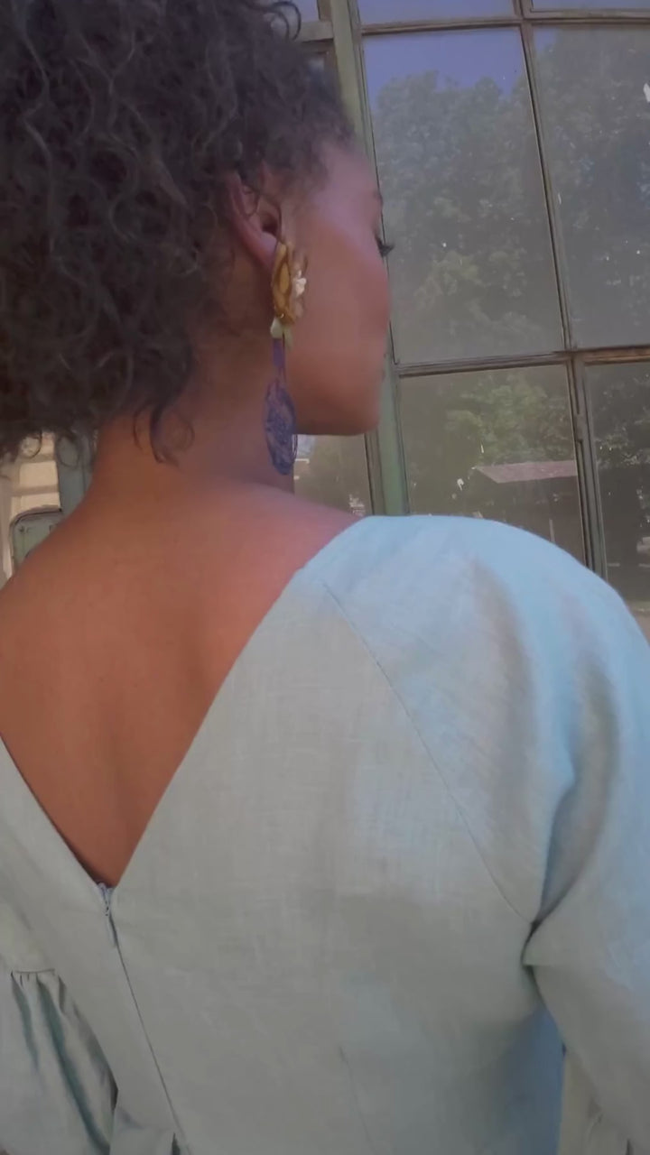 Puff Sleeve Linen Maxi Dress