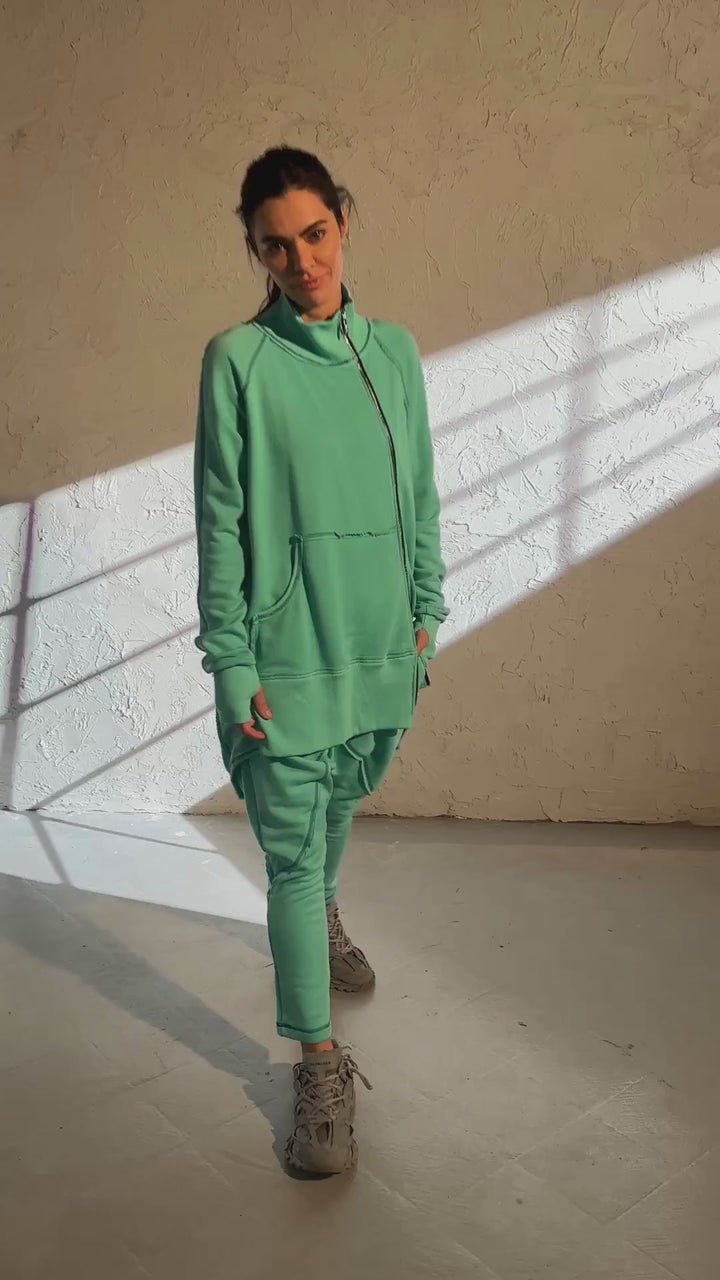 Felpa oversize asimmetrica gialla da donna