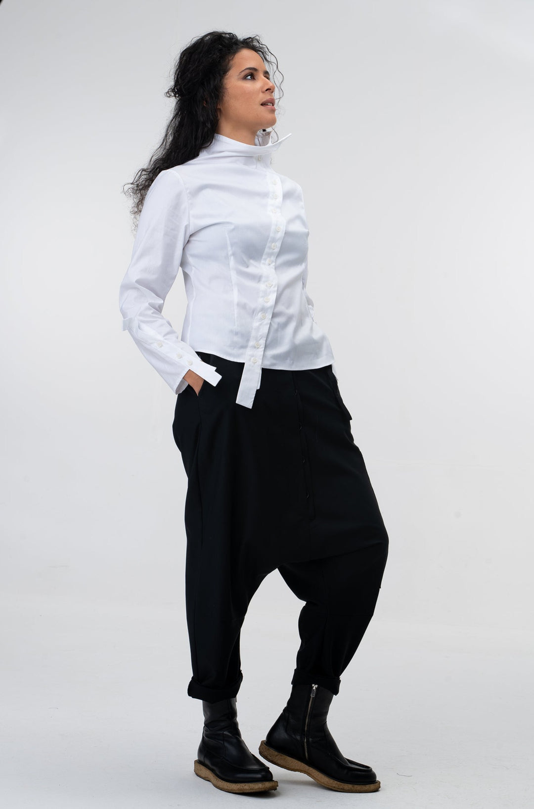 Asymmetrical Cotton Long Sleeve Shirt