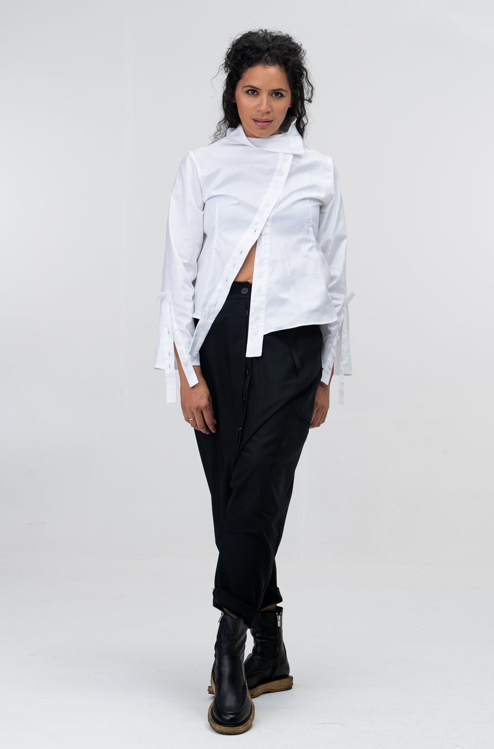 Asymmetrical Cotton Long Sleeve Shirt