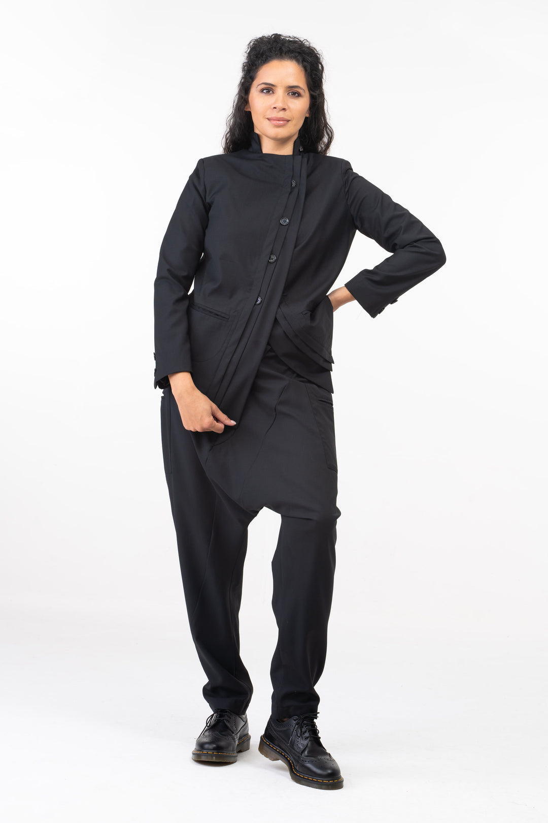 Asymmetrical Black Wool Blazer Women's