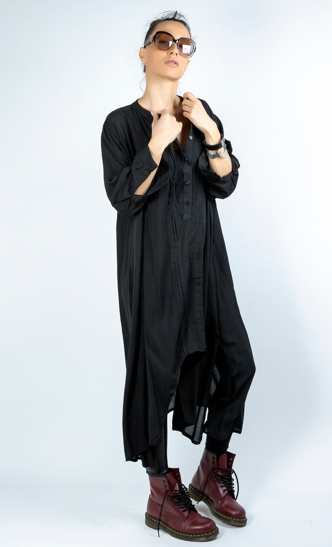 Long Sleeve Asymmetrical Black Shirt