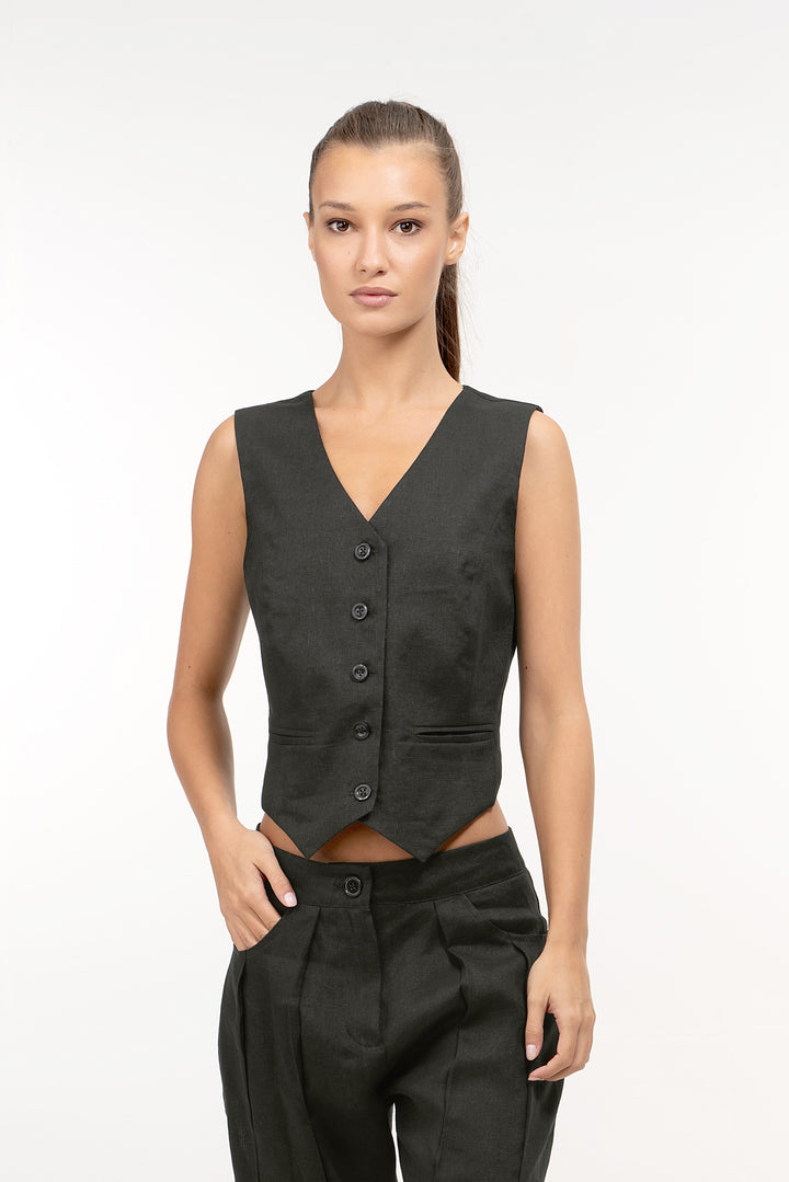 Classic Linen Womens Waistcoat