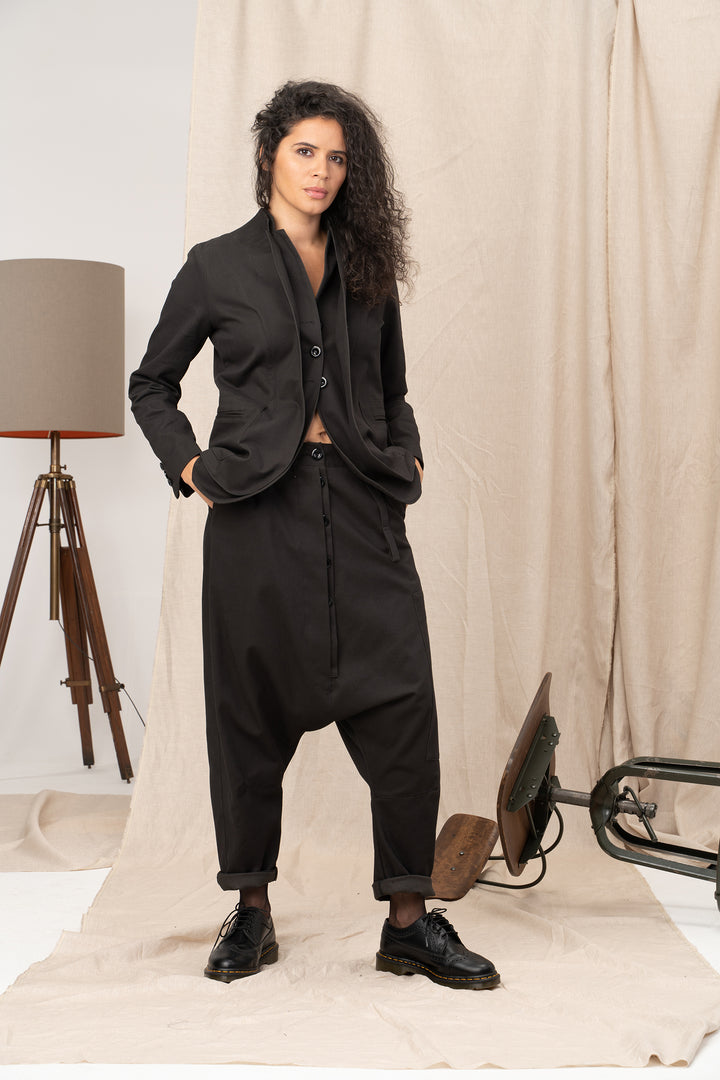 Avant garde Denim Harem Pants with Asymmetrical Details