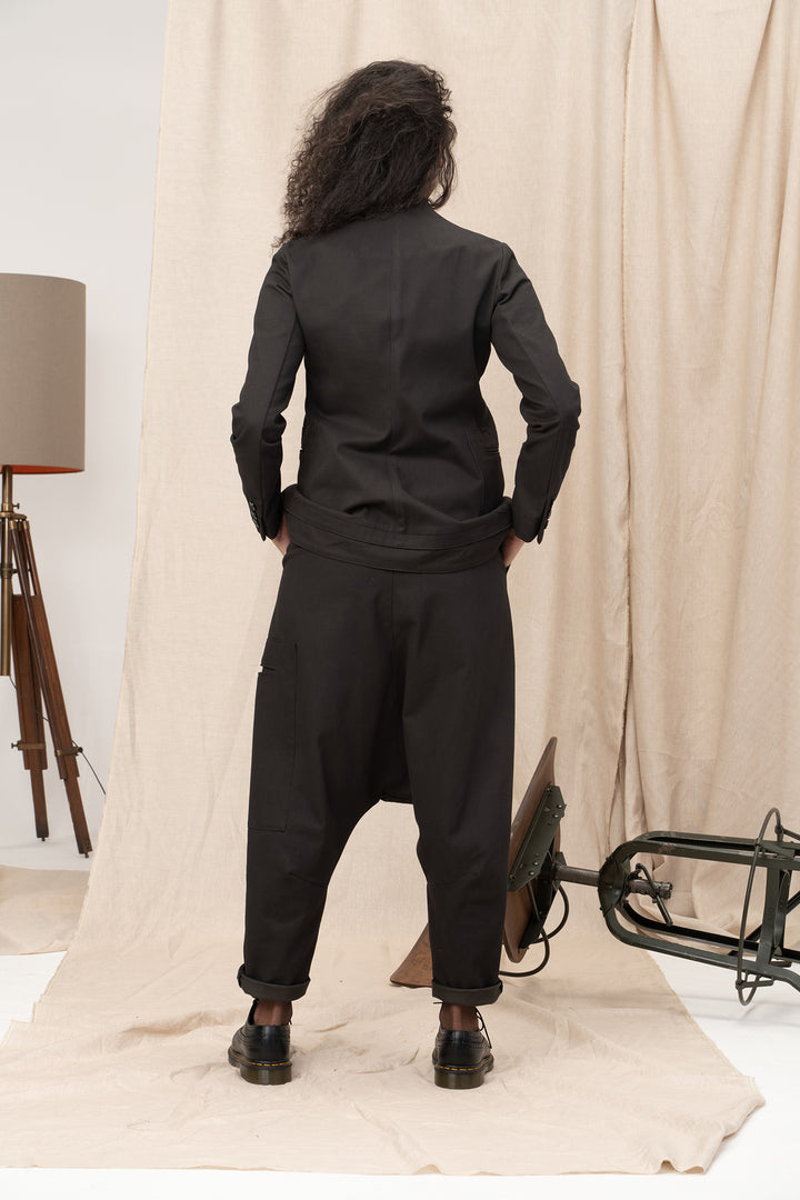 Avant garde Denim Harem Pants with Asymmetrical Details