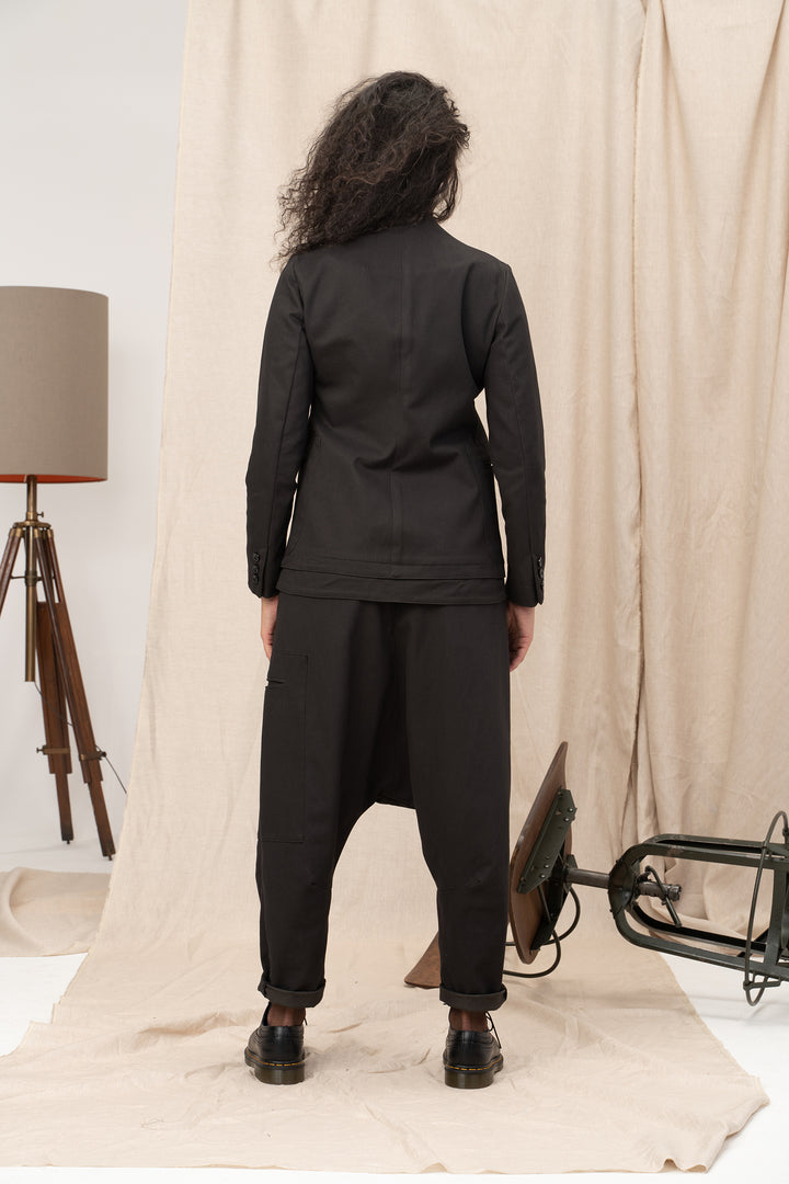 Avant garde Denim Harem Pants with Asymmetrical Details