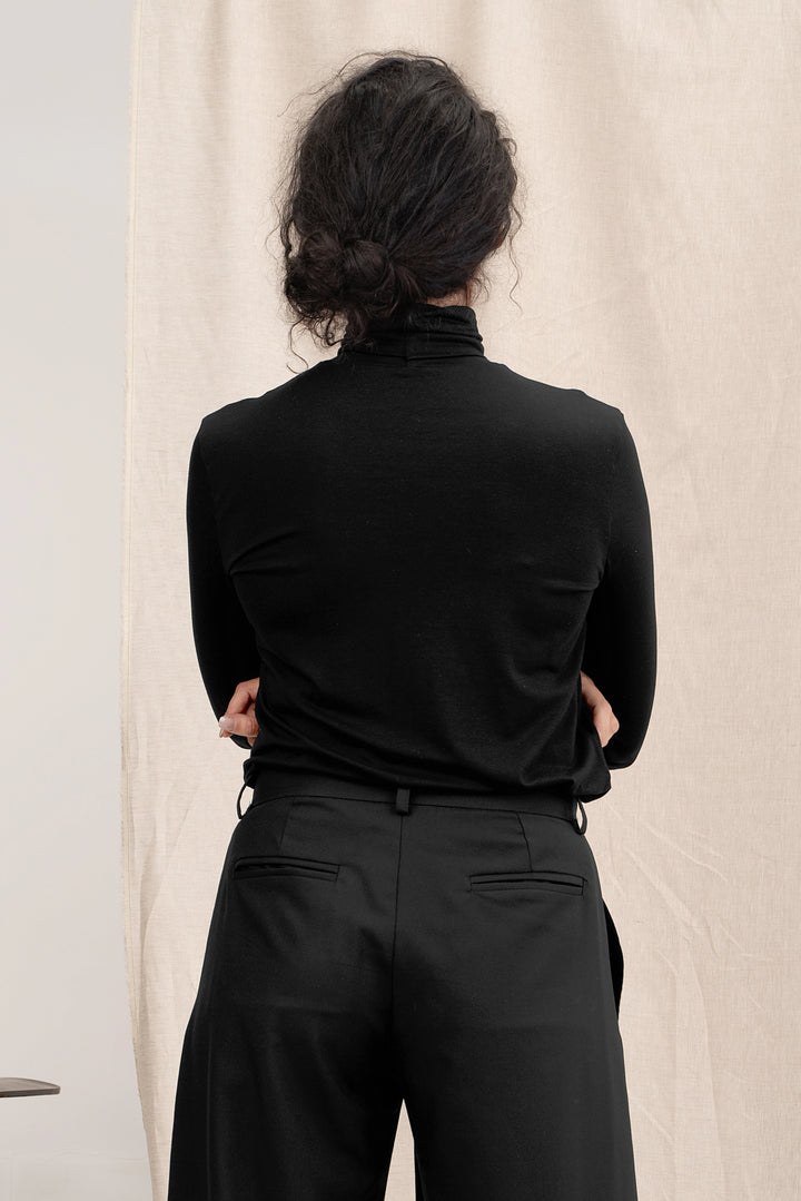 Turtleneck Black Women's Blouse