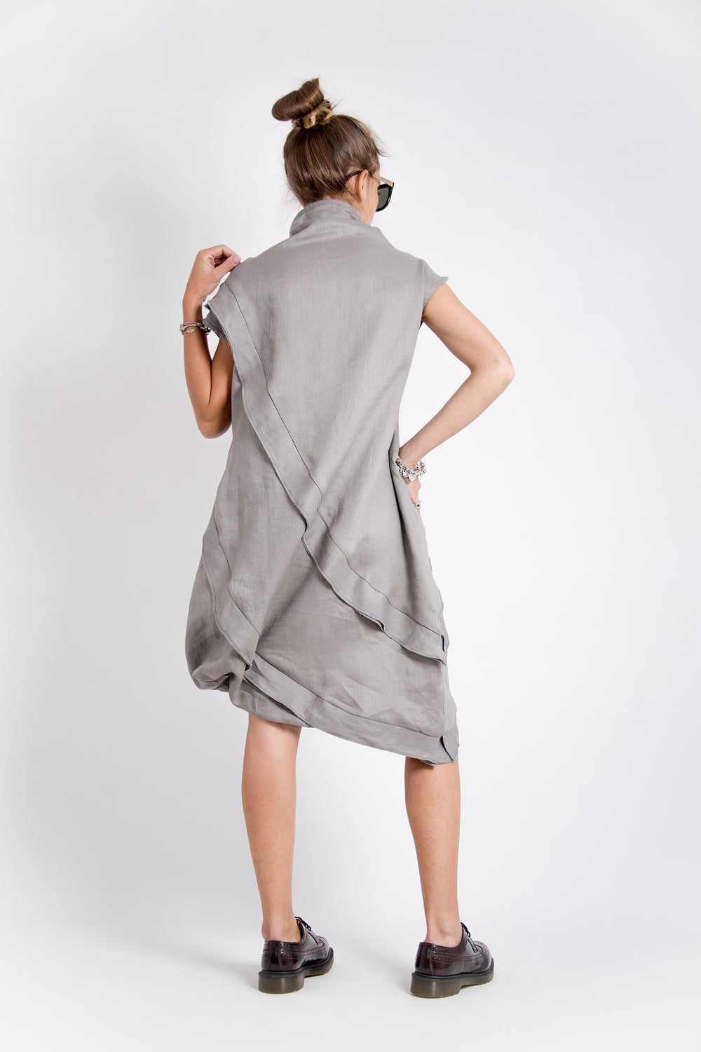 Asymmetrical Steampunk Sleeveless Linen Dress