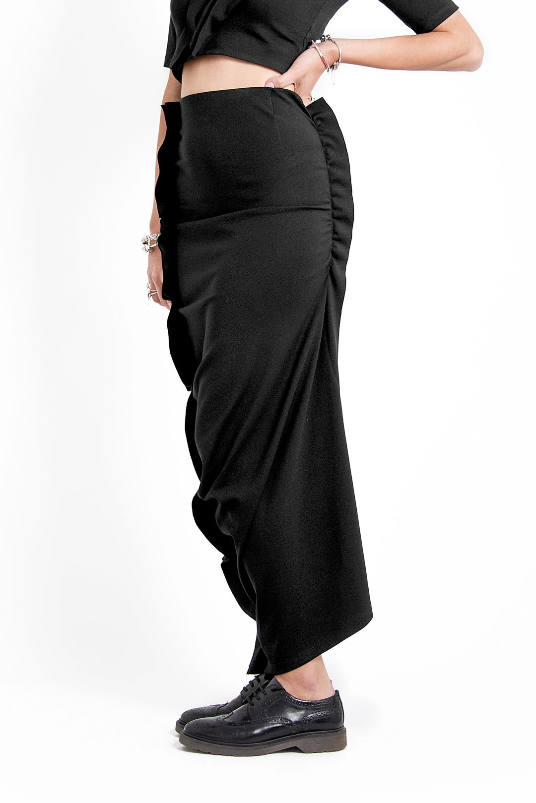 High Waist Long Black Skirt