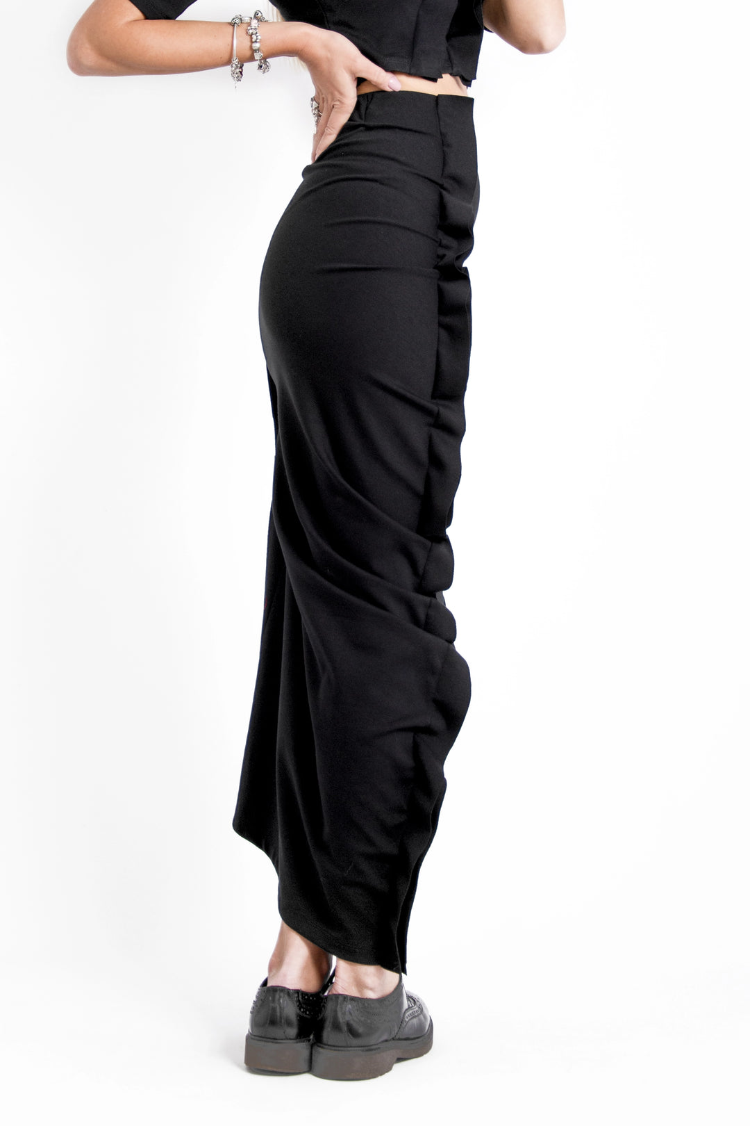 High Waist Long Black Skirt